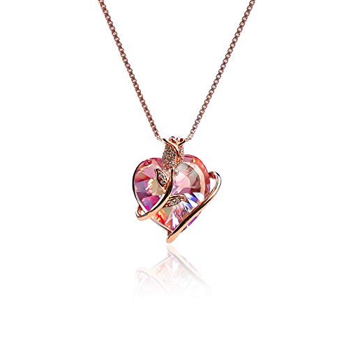 LEKANI Collares Mujer Colgante Corazon ''Eterna Amor'' con Cristal de Austriacos, Joyas Mujer Plata San Valentin Regalos Originales para Mujer Madre Mamá Abuela Amigas Parejas