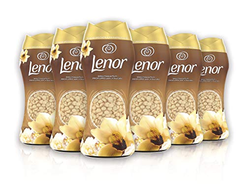 Lenor Perfumista para lavadora Perle, 6 x 210 g, flores de oro y vainilla, formato maxi, intensificador de perfume de lavandería para una explosión de frescura, 100% plástico reciclado