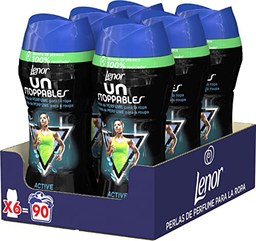 Lenor UNstoppables Perlas de Perfume para la Ropa, 90 Lavados (6 x 210 gr), Tecnología Active