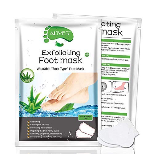 LeSB Aloe Exfoliante Pies,Máscara Exfoliante para Pie, Mascarilla Pies, Máscara Para Pies,Foot Mask,Quita Cutículas y Callos,eliminar la piel muerta foot peeling mask 2 pares