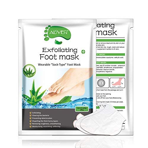 LeSB Aloe Exfoliante Pies,Máscara Exfoliante para Pie, Mascarilla Pies, Máscara Para Pies,Foot Mask,Quita Cutículas y Callos,eliminar la piel muerta foot peeling mask 2 pares