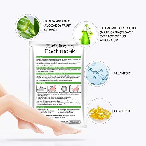 LeSB Aloe Exfoliante Pies,Máscara Exfoliante para Pie, Mascarilla Pies, Máscara Para Pies,Foot Mask,Quita Cutículas y Callos,eliminar la piel muerta foot peeling mask 2 pares