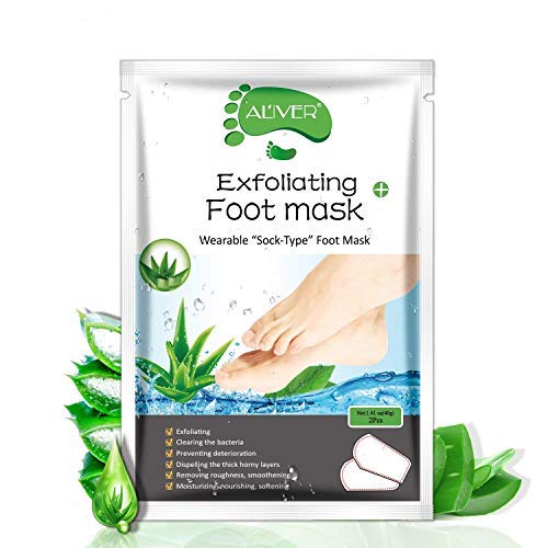 LeSB Aloe Exfoliante Pies,Máscara Exfoliante para Pie, Mascarilla Pies, Máscara Para Pies,Foot Mask,Quita Cutículas y Callos,eliminar la piel muerta foot peeling mask 2 pares