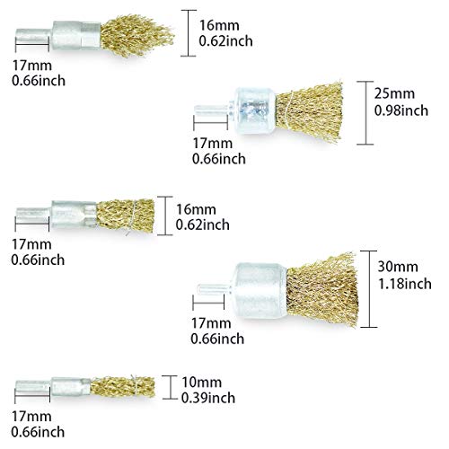 LESNIC 9 Pieces Cepillo de Alambre Metalico para Taladro Cepillo Taladro con Vástago de 1/4 Pulgadas Kit de Cepillo para Eliminación de óxido/Corrosión/Pintura