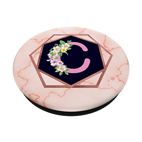 Letra C monograma lindo floral iniciales regalos para mujeres y niñas PopSockets PopGrip Intercambiable