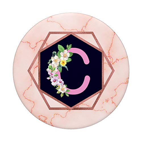 Letra C monograma lindo floral iniciales regalos para mujeres y niñas PopSockets PopGrip Intercambiable