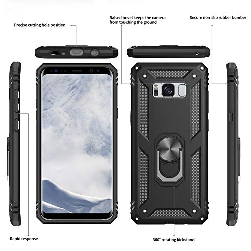 LeYi Funda para Samsung Galaxy S8 Plus Armor Carcasa con 360 Anillo iman Soporte Hard PC y Silicona TPU Bumper antigolpes Fundas Carcasas Case para movil Samsung Galaxy S8 Plus,Negro