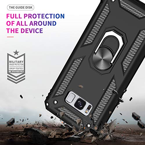 LeYi Funda para Samsung Galaxy S8 Plus Armor Carcasa con 360 Anillo iman Soporte Hard PC y Silicona TPU Bumper antigolpes Fundas Carcasas Case para movil Samsung Galaxy S8 Plus,Negro