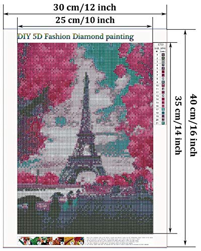 LIK 5D Diamond Pintura de Diamantes, DIY 5D Diamond Painting Kit Punto de Cruz Diamante Rhinestone Bordado Manualidades Decoración de Pared del Hogar Torre de Hierro 30×40cm