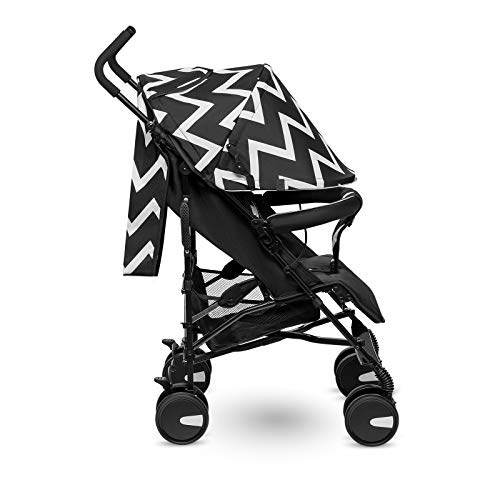 Lionelo Elia Carrito 80 x 51 x 105 cm Para niños de 15 kg 6-36M Regulación del respaldo y plegado sencillo Toldo con ventanilla Cesta Mosquitera Negro y Bianco