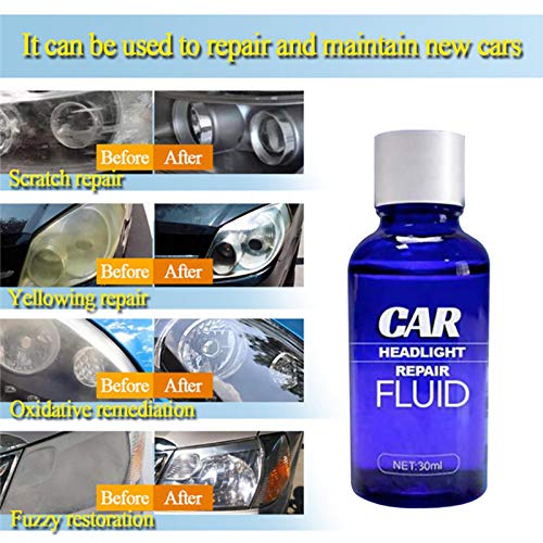 Líquido De Reparación De Faros De Coche Agente De Reparación De Revestimiento De Faros Protección UV De Alta Velocidad Limpiador De Luces De Coche Película Protectora De Faros De Coche (30 Ml)