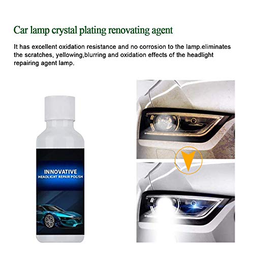 Líquido de Reparación de Faros de Coche, MoreChioce 50ML Kit De Líquido De Reparación De Faros De Coche Reacondicionado Agente De Renovación De Lámpara Vidrio Pulido Recubrimien