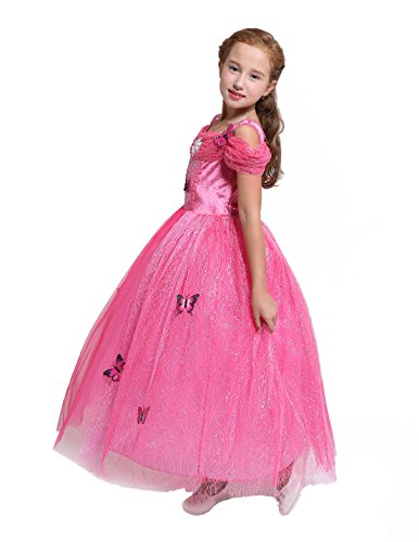 Lito Angels Disfraz de Princesa Aurora para Niña, Vestido de Bella Durmiente, Talla 4 años, Rosa Caliente