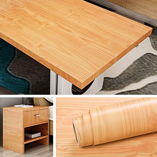 Livelynine Vinilos Para Muebles Madera Clara Vinilo Cocina Encimera Adhesivo Vinilos Para Mesas Mesitas Vinilos Para Puertas de Madera Interior Autoadhesivo Rollo Vinilo Madera Pino Adhesivo 40CMX2M