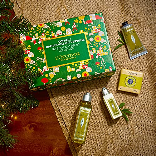 L'OCCITANE Refrescante Verbena Collection Gift Set, Verbena Luxury Shower Gel, Crema nutritiva de manos, Verbena Body Lotion, Jabón de lujo, verde (15KTVER21)