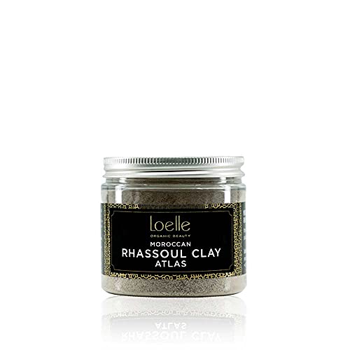 Loelle - Polvo de Arcilla Rhassoul - Jabón Ghassoul para Mascarilla Facial Purificante - Arcillas Marroquíes para Cabello Graso - Cosmética Natural - Hecho en Marruecos (220g)