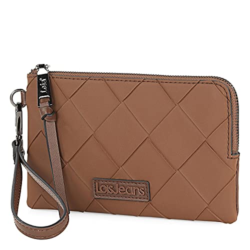 Lois - Cartera de Mujer Piel PU con Monedero de Marca LOIS con Asa de Mano. Capa para Bloqueo Antiescaneo de Seguridad RFID 311609, Color Marron