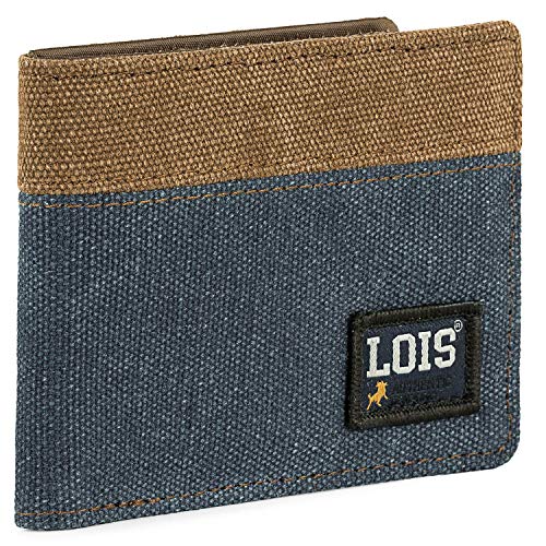 Lois - Cartera para Hombre Joven Pequeña de Marca LOIS con Monedero, Billetera y Tarjetero. Muchos Compartimentos. Billetera para Hombre. Protección Antiescaneo de Tarjetas RFID. 203701, Color Azul