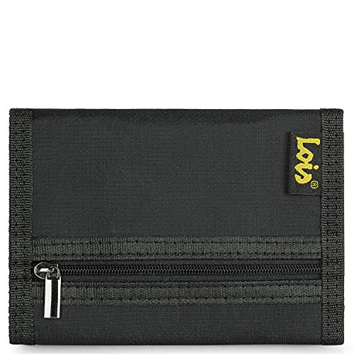 Lois - Cartera para Hombre Joven Pequeña de Marca LOIS con Monedero, Billetera y Tarjetero. Muchos Compartimentos. Billetera para Hombre. Protección Antiescaneo de Tarjetas RFID. 311001, Color Negro