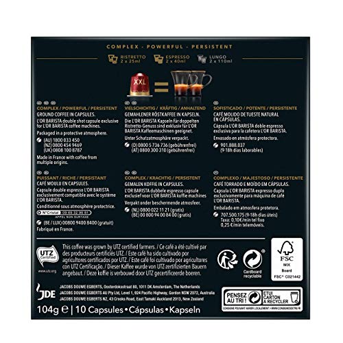 L'OR BARISTA,Cápsulas Doble Barista Selection Intensidad 13 - Exclusivas para cafeteras L'OR BARISTA, Pack de 5 x 10 [Total 50 cápsulas]