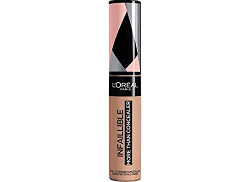 L'Oréal Paris Infalible, Corrector de cobertura completa y acabado natural, More than Concealer,Tono 329 Cashew/Cajou, 11 ml