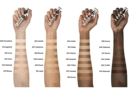 L'Oréal Paris Infalible, Corrector de cobertura completa y acabado natural, More than Concealer,Tono 329 Cashew/Cajou, 11 ml