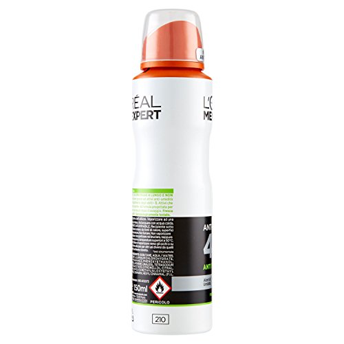 L'Oréal Paris Men Expert Carbon Protect - Desodorante en spray antitranspirante para hombre shirt protect, 6 unidades