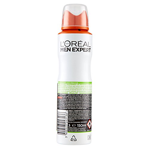 L'Oréal Paris Men Expert Carbon Protect - Desodorante en spray antitranspirante para hombre shirt protect, 6 unidades