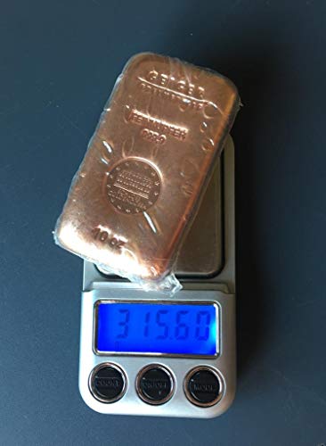 Lote de 5 lingotes de cobre de 311 gramos (10 oz) cada uno (total 50 oz = 1555 gramos de cobre) de refinería alemana de metales preciosos Geiger Edelmetalle