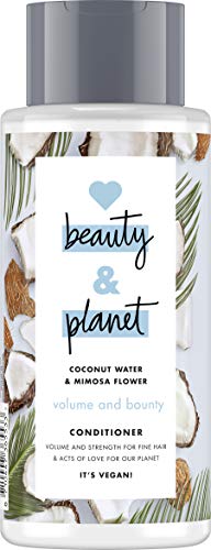 Love Beauty and Planet Volume and Bounty Acondicionador para cabello fino, agua de coco y flor de mimosa sin silicona, 1 unidad (400 ml)