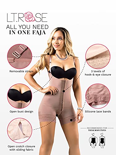 LT.ROSE 21113 Fajas Colombianas Abdominal Shapewear Reductoras Postparto y Postoperatoria para Mujer Beige S