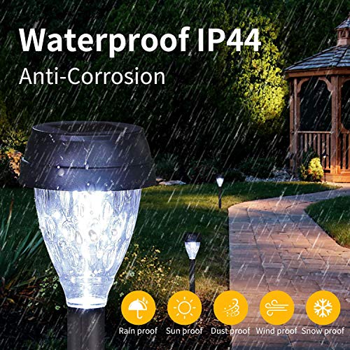 Luces solares led exterior jardin, Aigostar 12 Pcs Lamparas solares Jardín, luces led solares para exteriores resistente al agua IP44. Recomendado para jardines o terrenos blandos donde colocarlo