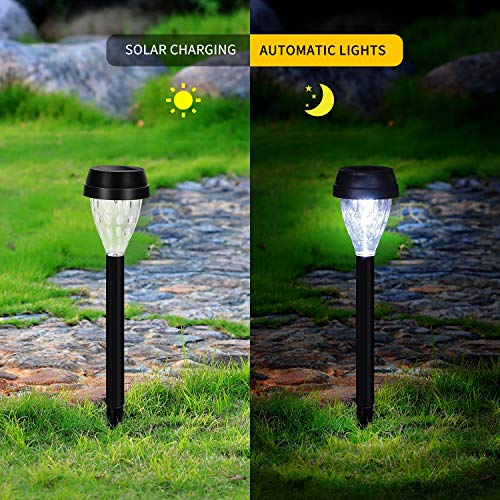 Luces solares led exterior jardin, Aigostar 12 Pcs Lamparas solares Jardín, luces led solares para exteriores resistente al agua IP44. Recomendado para jardines o terrenos blandos donde colocarlo