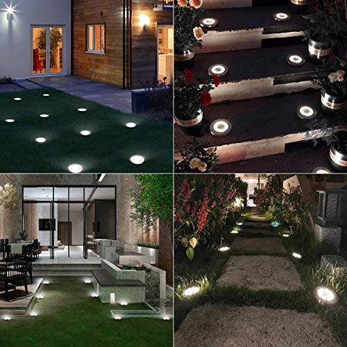 Luces Solares LED Exterior Jardin, BrizLabs 8 LED Luces de Tierra Solares Blanco Frío Luz Solar Suelo Impermeable IP65 Lamparas Solares Iluminación para Calzada Camino Césped Escalón, 8 Piezas