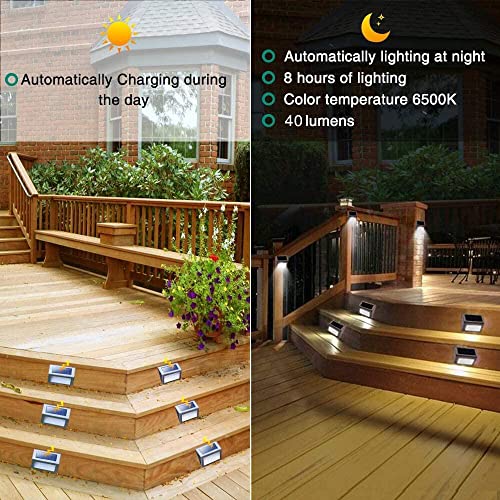 Luces Solares para Exterior Jardín 4 LED Easternstar, Lámparas Solares impermeable IP44 Exterior, Solar Panel del acero inoxidable, 4 LEDs Ilumina a las escaleras, pared,patio y jardín etc 6 unidades