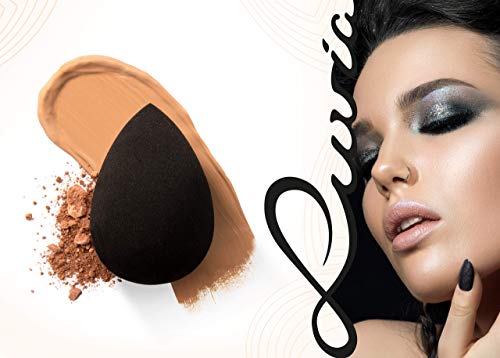 Luvia Beauty Blender Esponja – Huevo de maquillaje – Extra suave – en negro atemporal – Esponja cosmética