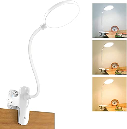 Luz Lectura con Clip, Mefine 20 LED Luz de Lectura con Flexo Pinza, 3 Colores y 3 Brillos con 99.95% Bloqueo de Luz Azul, Recargable USB Lámpara de Escritorio, Pinza de en la Lámpara, Luz de Libro