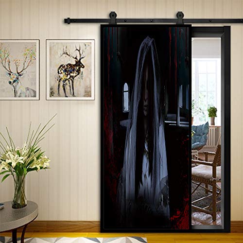 LXLTL Murales para Puertas 3D Fantasma Femenina en ruinas de Halloween Puertas Papel Pintado Puertas Autoadhesivo Papel Pintado Puerta extraíble Mural Puertas Pegatinas Fotográfico Pegatina PVC