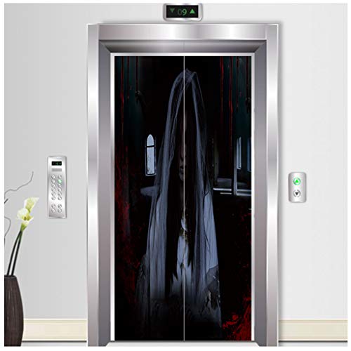 LXLTL Murales para Puertas 3D Fantasma Femenina en ruinas de Halloween Puertas Papel Pintado Puertas Autoadhesivo Papel Pintado Puerta extraíble Mural Puertas Pegatinas Fotográfico Pegatina PVC