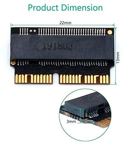 M.2 SSD Adaptador Adapter to NGFF M.2 gigabase para MacBook High Speed Adapter NVME AHCI compatible con MacBook 2013-2017 A1465 A1466 A1398 A1502 SSD 12 + 16 Pin Plug and Play