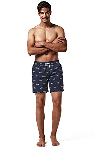 MaaMgic Ropa de Baño para Hombres Bañador para Vacaciones Short de Playa Natación Secado Rápido Piscina Ancla,Azul Marino Cresta,M