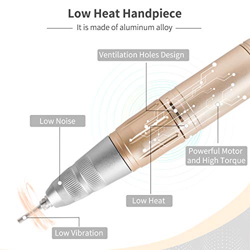 Madenia Torno para Uñas Eléctrico 30000 rpm Profesional Lima de Uñas Electrica de Pedicura de Manicura de Acrílico o de Gel, Potente y Silencioso