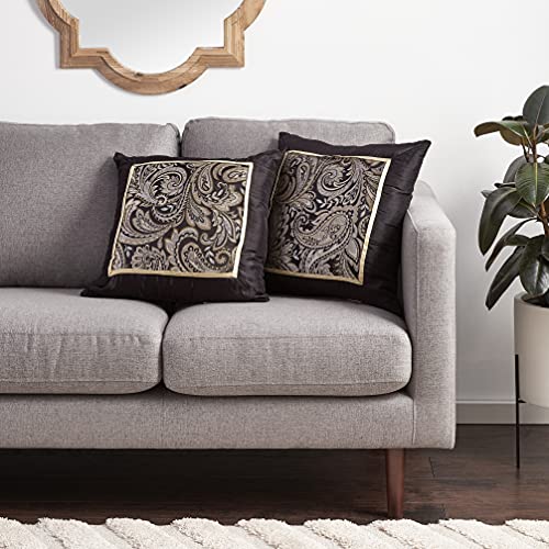 Madison Park – Aubrey Plaza Almohada Par – Negro – 20 x 20 – , diseño Jacquard, – Incluye 2 Almohadas Decorativas