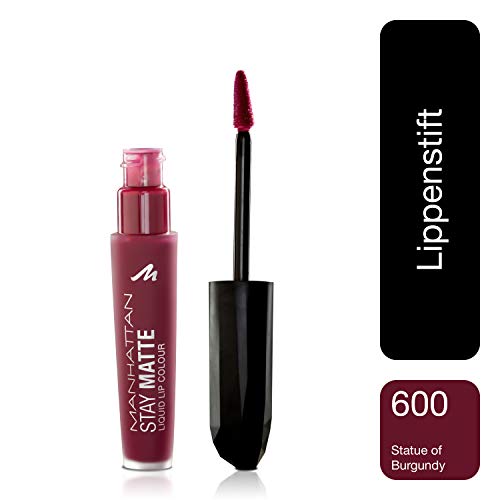 Manhattan Stay Matte Liquid Lip colour, color 600 Statue of Burgundy, Rojo oscuro, 5.5 ml