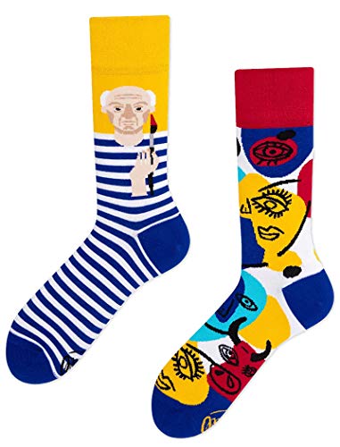 Many Mornings Picassocks Calcetines multicolores con motivo de pintor, artista, escultor, hombre famoso (39-42)