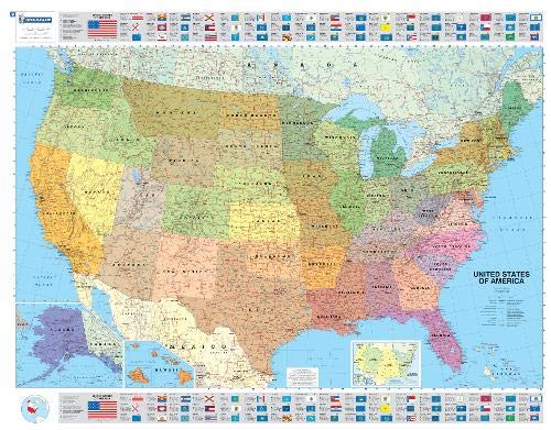 Mapa plastificado U.S.A. Político: Wall Map (Mapas en tubo y plastificados Michelin)