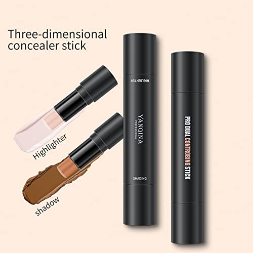 Maquillaje Contouring Wonder Stick, Contouring e Iluminador en Crema, Concealer Contour Composición doble 3D maquillaje de la cara Resalte Sombra Barra contorno de Lápiz Corrector Pen crema (01)