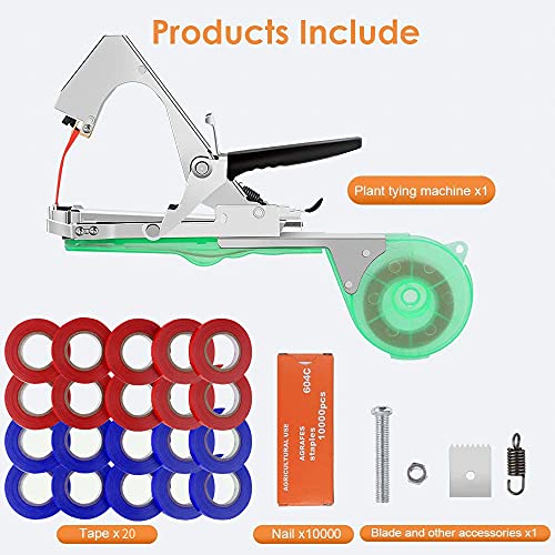 Maquina para Atar,Herramienta de Cinta de Jardín para Atar Ramas de Plantas, Atadora Agricola para Atadora de Tomates, para Viñedo Pepino UVA Fruta Flores Vegetales (Green)