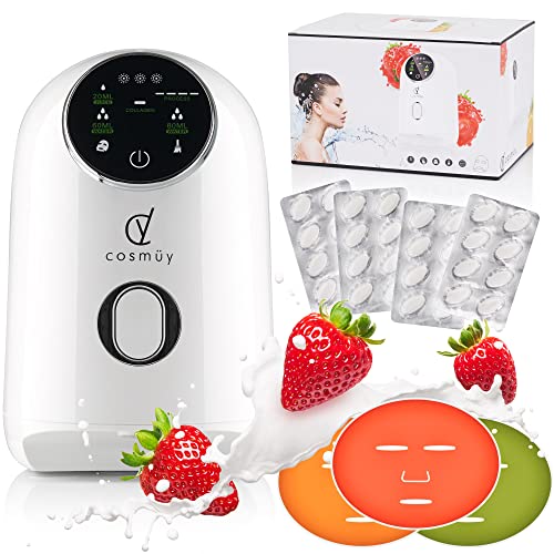 Máquina para hacer Mascarillas Faciales Caseras – Tratamiento para Limpieza de Poros y Cuidado de la Piel del Rostro a Base de Frutas y Productos Naturales – Incluye 32 Tabletas de Colágeno y 3 Moldes