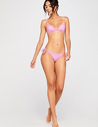 Marca Amazon - IRIS & LILLY Parte de Arriba de Bikini de Triángulo con Encaje Mujer, Rosa (Hot Orchid Lace), S, Label: S